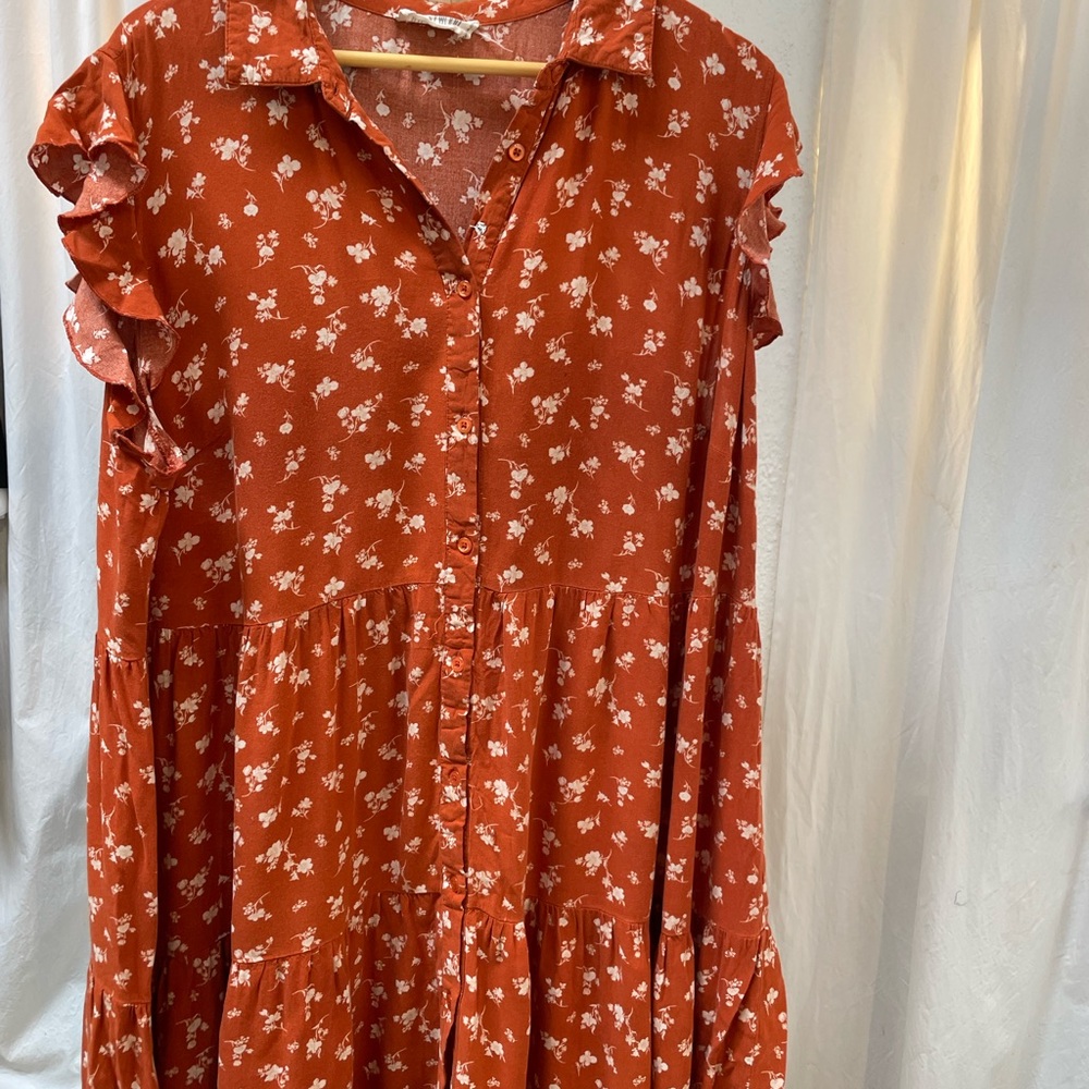 Just Found Burnt Orange Ruffled Dress